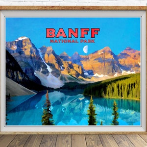 Banff National Park Poster, Banff Print, Canada Poster, Canadian Rockies Print, Moraine Lake, Jasper Poster st1 #vp87