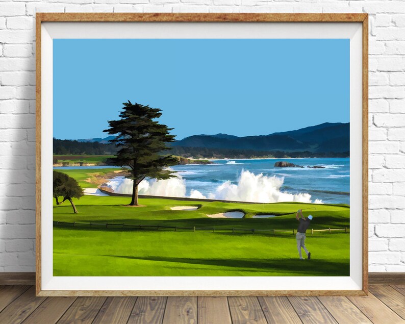 Golf Poster Pebble Beach Golf Course Golf Print Golf Decor Etsy