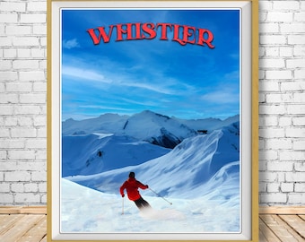 Whistler Ski Poster, Vancouver BC Print, Canada Decor, Whistler Ski Resort, Skiing Poster, Wall Art st1 #vp379