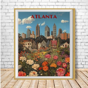 Atlanta Travel Poster, Atlanta Skyline, Georgia Print, Retro Travel Poster, Vintage Travel, Atlanta Print, Atlanta Decor bundle-v #vp735