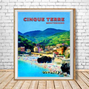 Cinque Terre Print, Monterosso Poster, Italy Print, Cinque Terre Poster, Italy Poster Vintage Travel bundle-v #vp76