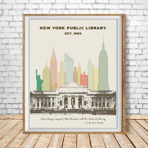 New York Library Print, New York City Poster, Library Poster, Nyc Poster, Gifts for Book Lovers, Wall Art (#st1v-vp0128) image 1