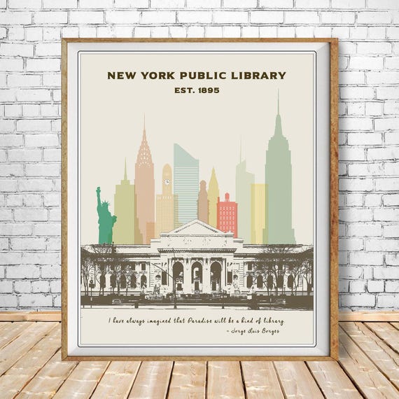 New York Library Print, New York City Poster, Library Poster, Nyc Poster, Gifts for Book Lovers, Wall Art (#st1v-vp0128)