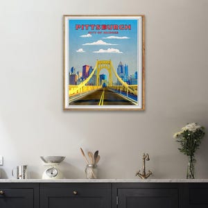 Pittsburgh Print, Pittsburgh Poster, Pittsburgh Bridges, Pittsburgh Decor, Pittsburgh Art, Travel Poster (#st1v-vp0192) afbeelding 6