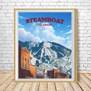 Colorado Ski Poster, Steamboat Springs Print, Colorado Print, Skiing Decor, Steamboat Skiing Print Wall Art bundle-v #vp387