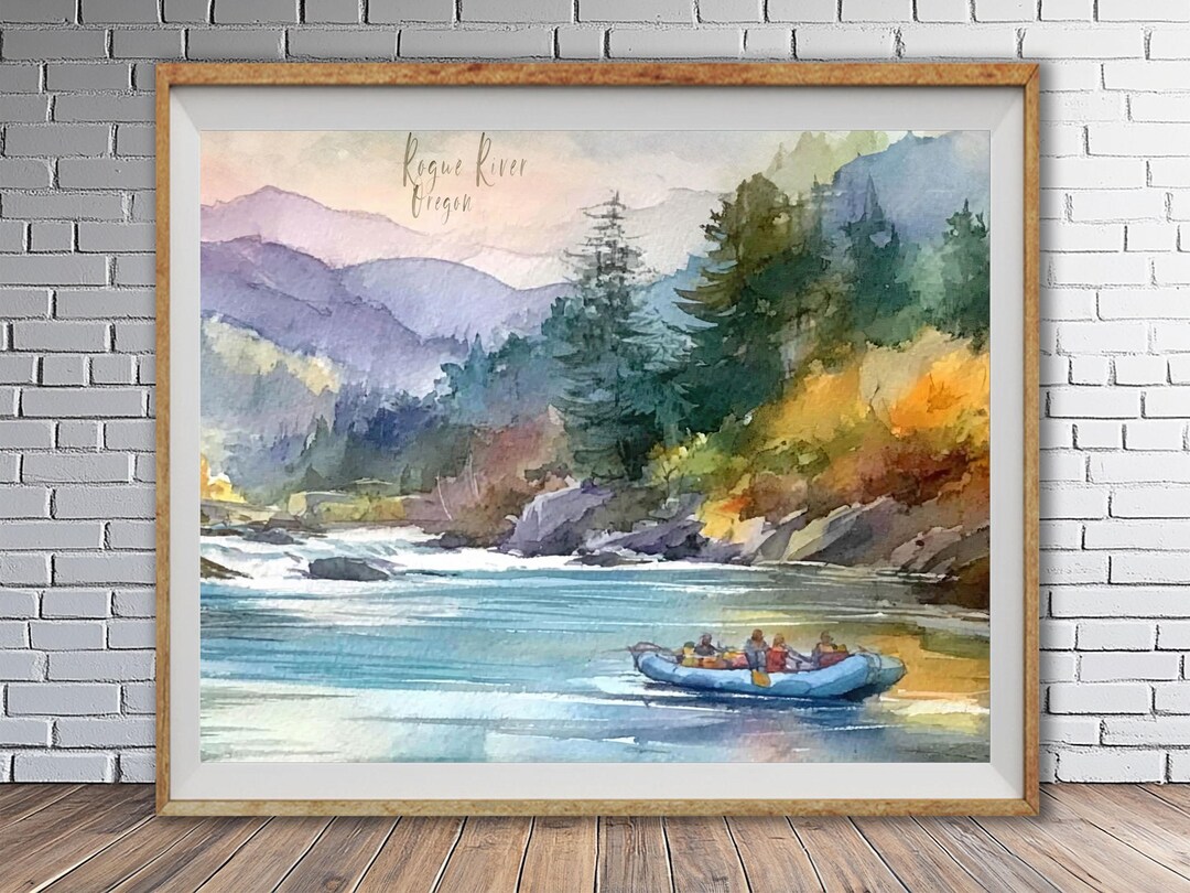 River Raft Poster Rogue River Rafting, Oregon Travel Poster, Raft Adventure, White Water ...