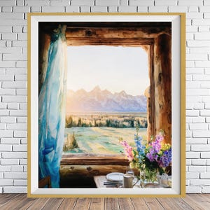 Grand Teton Watercolor Print, National Park Poster, Mountain Landscape Print, Wyoming Art, Western Decor, Jackson Wyoming bundle-v #vp948
