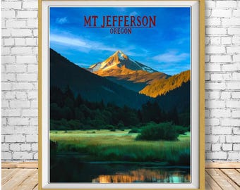 Mt Jefferson Poster, Portland Oregon Print, Mount Jefferson Print, Oregon Poster Portland Print Vintage Travel Poster (#st1v-vp0614)