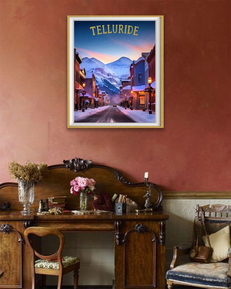 Telluride Poster, Telluride Print, Colorado Print, Skiing Poster ...