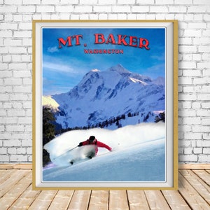 Mt Baker Ski Poster, Ski Print, Seattle Print, Washington State Print, Skiing Print, Ski Decor, Wall Art st1 #vp309