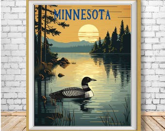 Minnesota Lake Poster: Loon and Wilderness Scene (#st1v-vp0695)