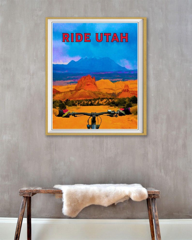 Póster de bicicleta de montaña, impresión de Utah, póster, impresión de MTB, ciclismo, arte mural de Utah (#st1v-vp0075) imagen 3