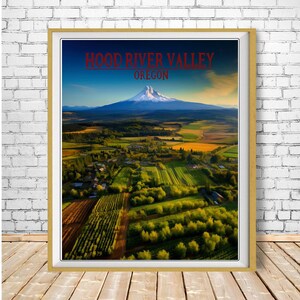 Hood River Valley Print, Mount Hood Poster, Oregon Poster, Portland Art, Mt Hood Print Pacific Northwest Decor Travel Poster bundle-v #vp708