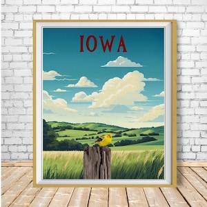 Iowa Poster, Goldfinch Print, State Bird, Iowa Landscape Print, Iowa Print, Art for Birders, Wall Art bundle-v #vp494