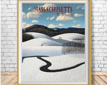 Berkshire Mountains Poster, Massachusetts Print, Berkshires Print, Winter Landscape Print, New England Decor, Winter Print (#st1v-vp0597)