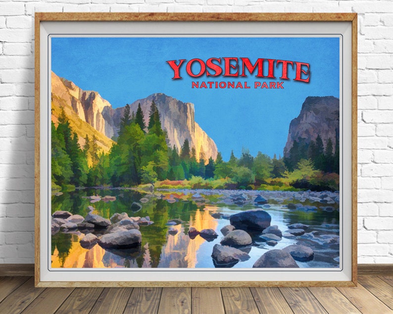 Yosemite Poster, National Park Print, California Poster, Vintage Travel Poster st1 vp47 image 1