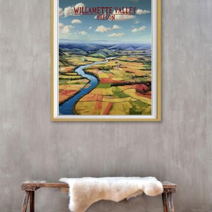 Póster de Oregón, Impresión del Valle de Willamette, Río Willamette, Portland Salem Eugene Corvallis McMinville, Póster de viaje antiguo (#st1v-vp0717) imagen 3