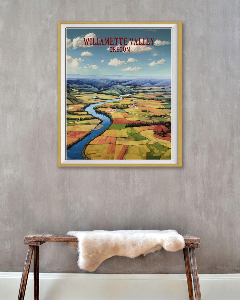 Póster de Oregón, Impresión del Valle de Willamette, Río Willamette, Portland Salem Eugene Corvallis McMinville, Póster de viaje antiguo (#st1v-vp0717) imagen 3
