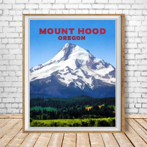 Mt Hood Poster, Portland Oregon Print, Mount Hood Print, Oregon Poster Portland Print Vintage Travel Poster st1 #vp14