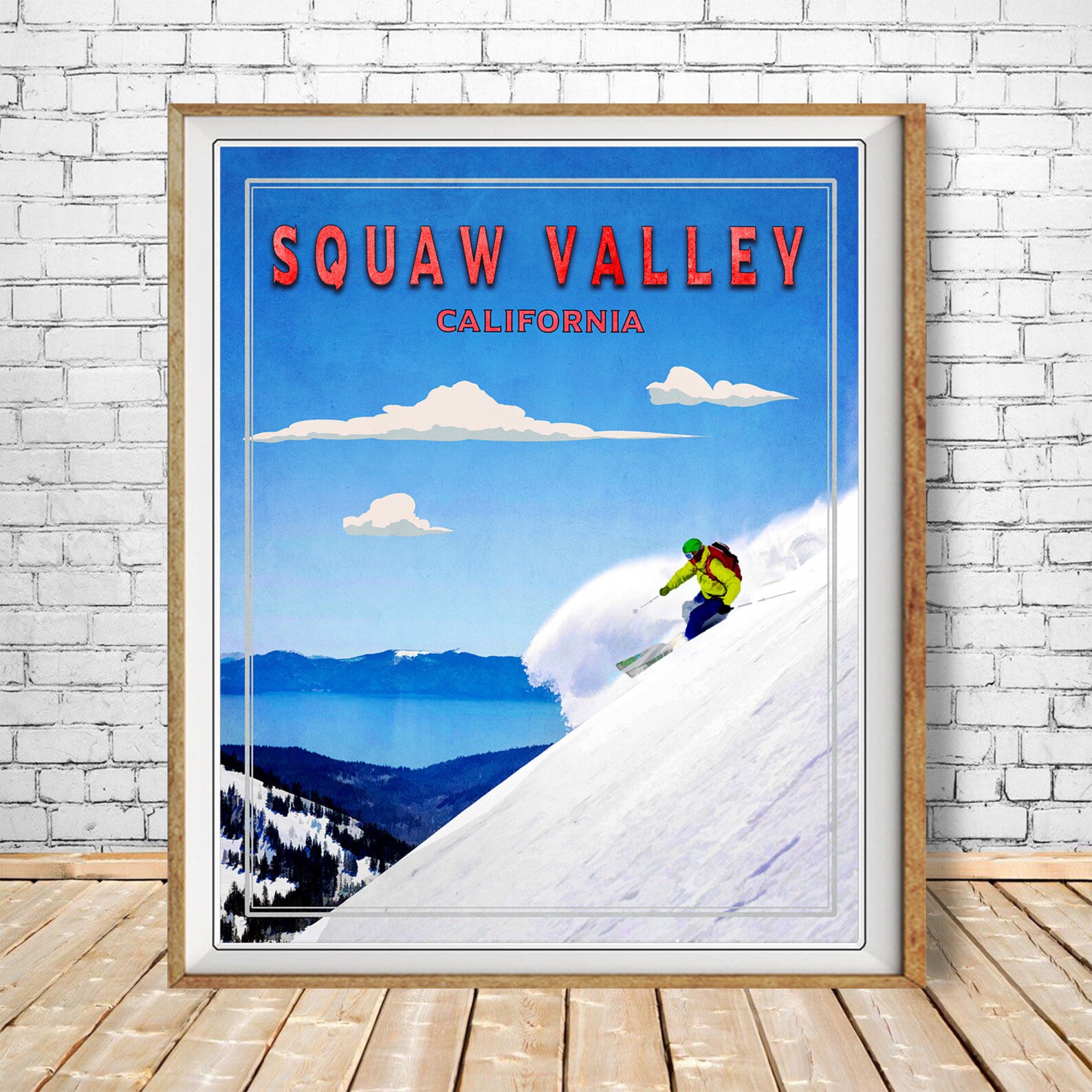 Squaw Valley Poster Ski Resort Print California Print Ski Etsy