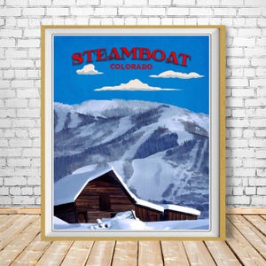 Colorado Ski Poster, Steamboat Springs Print, Colorado Print, Skiing Decor, Steamboat Skiing Print Wall Art bundle-v #vp32