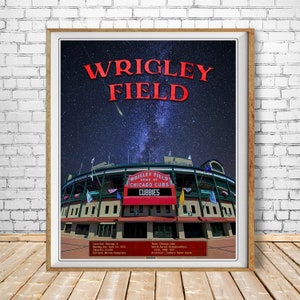 Chicago Cubs Poster, Wrigley Field Print, Chicago Decor, Milky Way, Vintage Baseball Print st1 #vp225