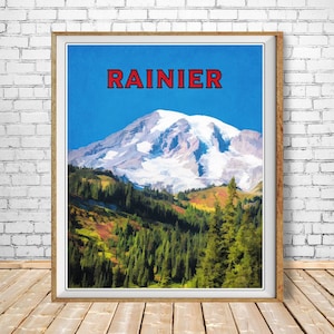Mt Rainier Poster, Mt Rainier Print, Washington State Poster, Seattle Poster, Mount Rainier National Park bundle-v #vp19