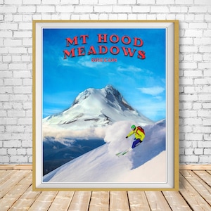 Mt Hood Meadows Poster, Ski Poster, Oregon Print, Portland Print, Skiing Print, Ski Area Decor, Wall Art st1 #vp299