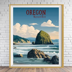 Oregon Coast Poster, Cannon Beach Decor, Haystack Rock, Portland Decor, Pacific Northwest Travel Poster, Seascape Print bundle-v #vp1115