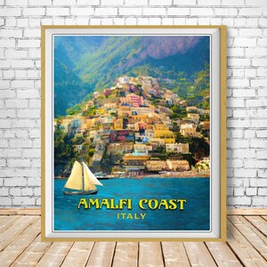 Amalfi Coast Print, Positano Poster, Italy Print, Amalfi Coast Poster, Italy Poster Vintage Travel Wall Art (#st1v-vp0145) Bild 1