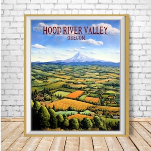 Hood River Valley Print, Mount Hood Poster, Oregon Poster, Portland Art, Mt Hood Print Pacific Northwest Decor Travel Poster bundle-v #vp707