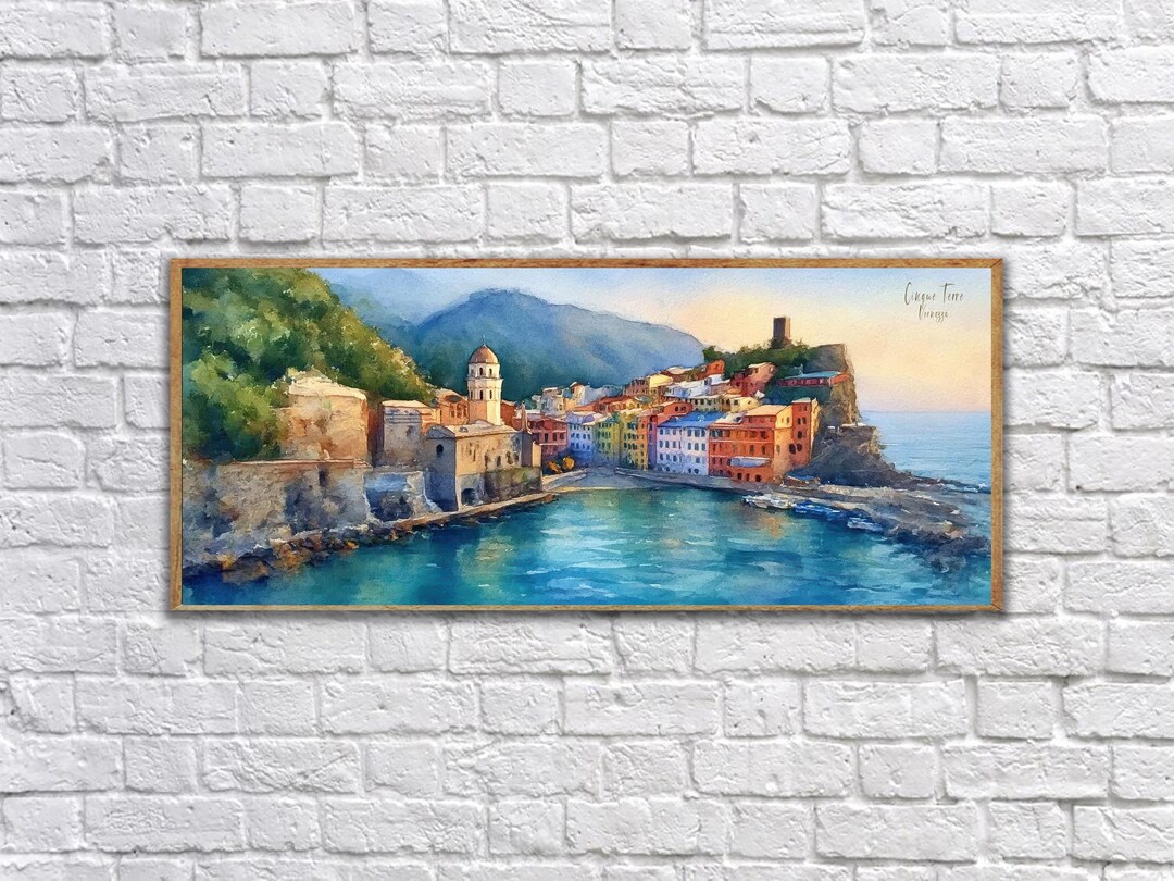 Vernazza Cinque Terre Panoramic Wall Art, Colorful Italy Travel Poster ...