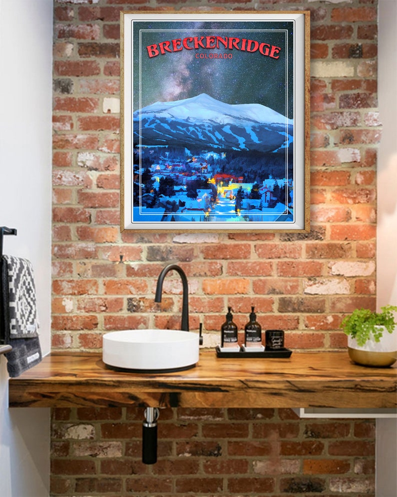 Breckenridge Poster Colorado Print Breckenridge Print Night Etsy