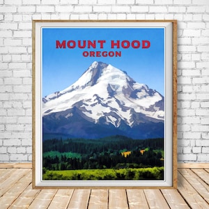 Mt Hood Poster, Portland Oregon Print, Mount Hood Print, Oregon Poster Portland Print Vintage Travel Poster bundle-v #vp14