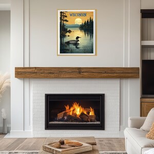 Wisconsin Poster, Loon Print, Lake House Print, Madison Milwaukee Wisconsin Decor, Wisconsin Landscape, State Bird Print (#st1v-vp0901) image 6