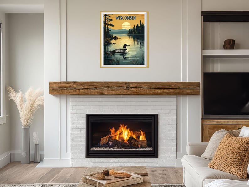 Wisconsin Poster, Loon Print, Lake House Print, Madison Milwaukee Wisconsin Decor, Wisconsin Landscape, State Bird Print (#st1v-vp0901) image 6