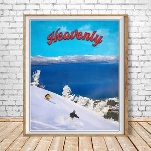 Heavenly Ski Area Poster, Lake Tahoe Ski Resort Print, California Print, Ski Poster, Skiing Decor Wall Art bundle-v #vp188