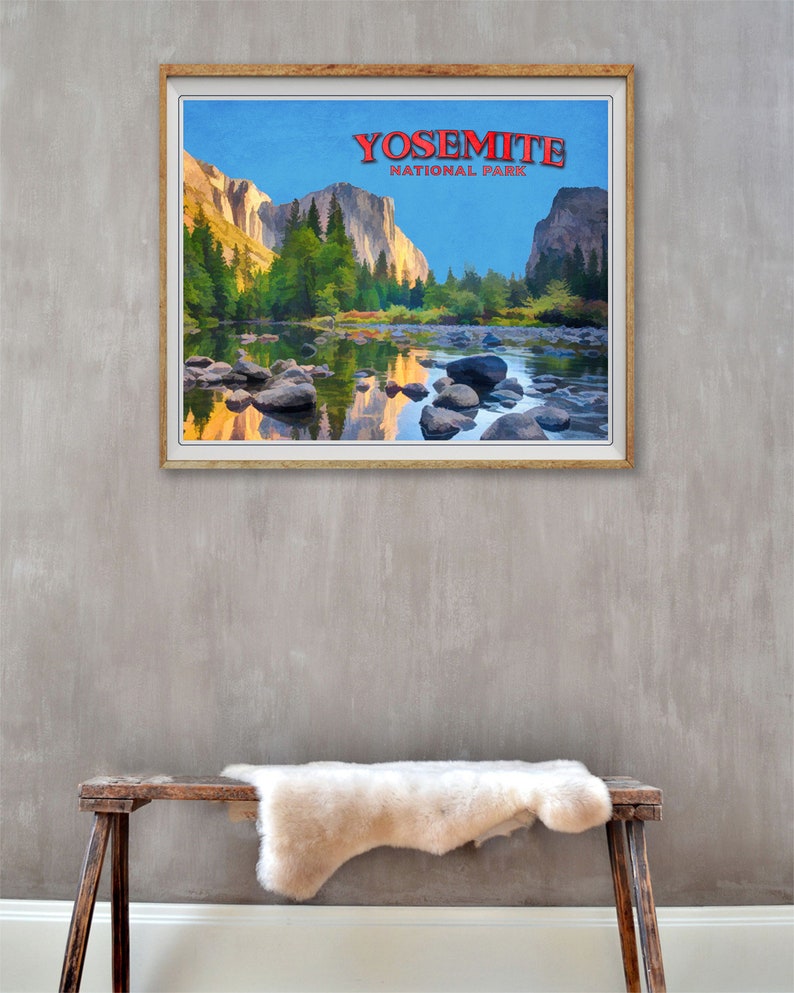 Yosemite Poster, National Park Print, California Poster, Vintage Travel Poster st1 vp47 image 2