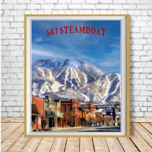 Colorado Ski Poster, Steamboat Springs Print, Skiing Decor, Colorado Print, Steamboat Skiing Print Wall Art bundle-v #vp569