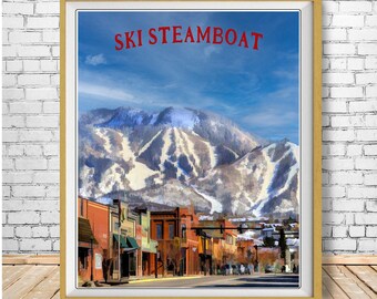 Colorado Ski Poster, Steamboat Springs Print, Skiing Decor, Colorado Print, Steamboat Skiing Print Wall Art (#st1v-vp0569)