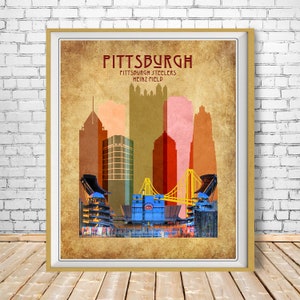 Pittsburgh Steelers Poster, Steelers Print, Pittsburgh Skyline Poster, Pennsylvania Decor st1 #vp162