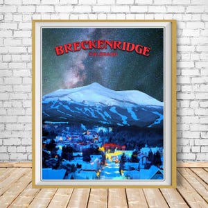 Poster Breckenridge, impression Colorado, impression Breckenridge, affiche ski nocturne, affiche Colorado, art mural bundle-v #vp121