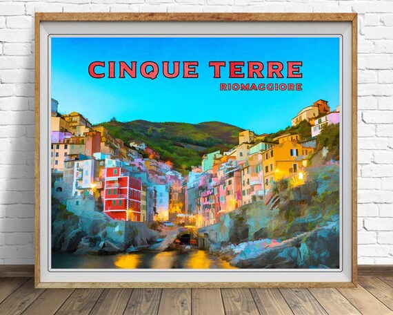 Cinque Terre Poster, Riomaggiore Print, Italy Print, Cinque Terre Poster, Italy Poster Vintage Travel (#st1h-vp0056)