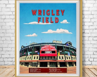 Chicago Cubs Poster, Wrigley Field Print, Chicago Decor, Vintage Baseball Print (#st1v-vp0213)