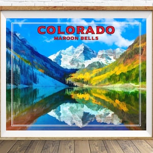 Colorado Poster, Maroon Bells Print, Aspen Colorado Poster, Autumn Print, Colorado Decor, Wall Art st1 #vp43