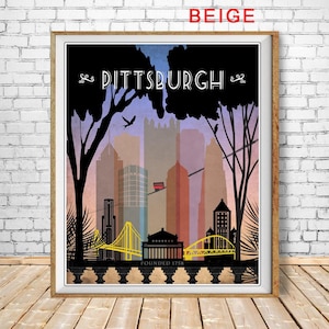 Art Deco Pittsburgh Skyline Poster - Vintage Pennsylvania City Wall Art (#str1-vp0164)