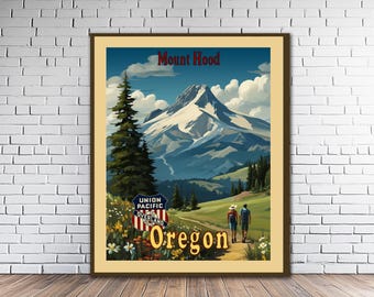 Mount Hood, Oregon Retro Train Travel Poster | Classic Gift for Hikers (#str1-vp2294)
