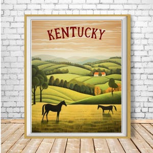 Kentucky Poster, Kentucky Horse Country Print, Horse Art, Kentucky Landscape Print, Horse Poster, Kentucky Print bundle-v #vp553