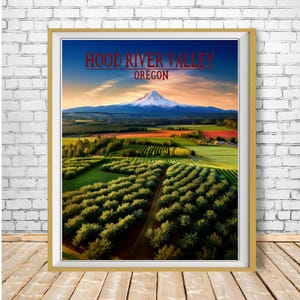 Hood River Valley Print, Mount Hood Poster, Oregon Poster, Portland Art, Mt Hood Print Pacific Northwest Decor Travel Poster bundle-v #vp709
