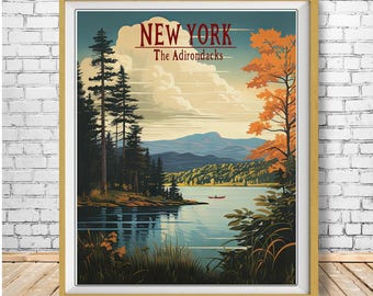 Canoe Wall Art: Adirondacks Sunset - Upper New York State (#st1v-vp0558)